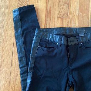 Club Monaco Faux Leather Trimmed Skinny Jean